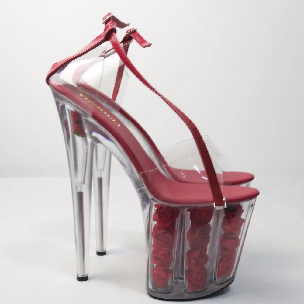 

Romantic Red Rose Bride Wedding Shoe, 20cm High Heel Platform Sandal, 8in High Crystal Sandal