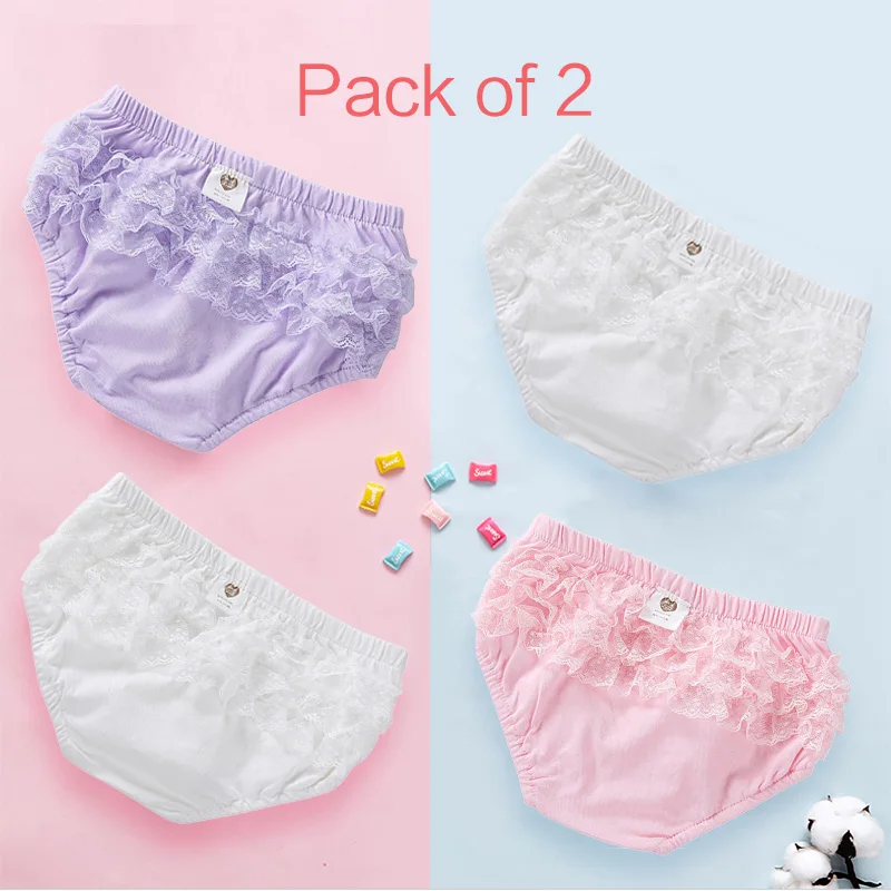 Short en dentelle à volants pour bébé fille, couvre-couche, bouffant, blanc uni, sous-vêtements, culotte rose