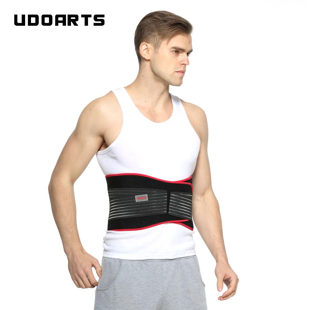 Udoarts Adjustable Back Support Belt With 10 Removable Steel Splints And Dual Straps