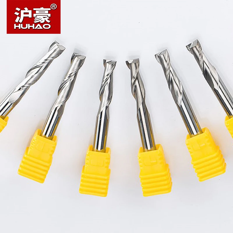 HUHAO 1pc Shank 6mm 2 Flutes Spiral with Blade CEL 12-72mm Milling Cutter CNC End Mill Router Bit for Wood Carbide Router Tool
