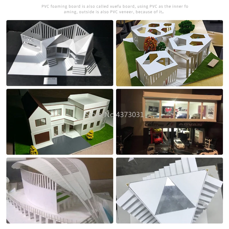 5 pz 300x200mm Bianco/Nero bordo di schiuma del PVC Per Il FAI DA TE materiali del modello di edificio Modello Fatto A Mano che fa materiale bordo piatto di plastica