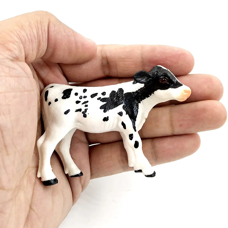 Farm poultry Kawaii Simulation mini milk Cow Cattle Bull Calf plastic Ox animal model figurine toy figures home Decor decoration