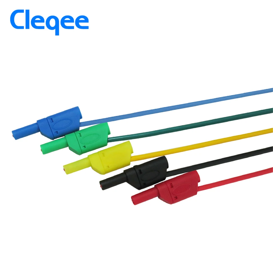 Cleqee-Cable de prueba de silicona suave P1050, conector Banana a Banana de 1M y 4mm, Cable de plomo para multímetro, equipo electrónico de prueba, 5 colores