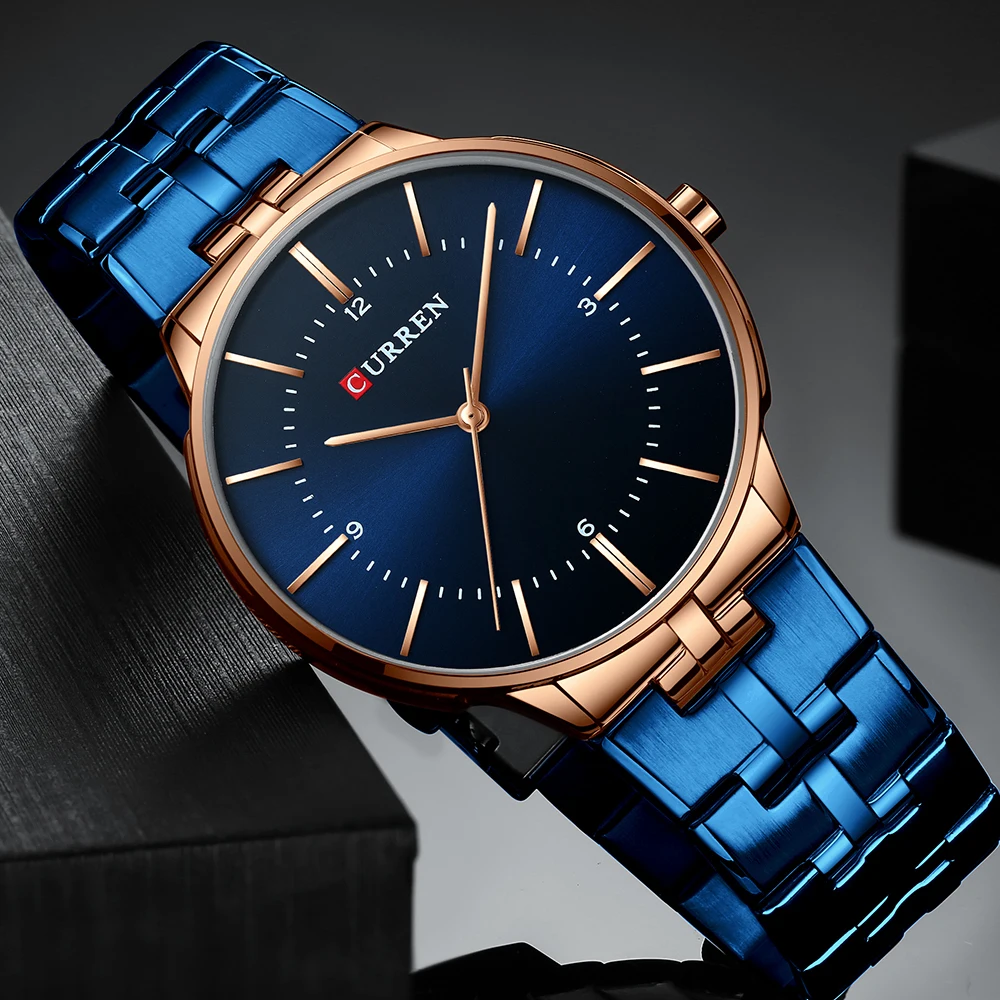 CURREN Relogio Men Watches Fashion Blue Man Watch 2019 Luxury Brand Waterproof Quartz Analog Wrist Watch Men Reloj Hombre