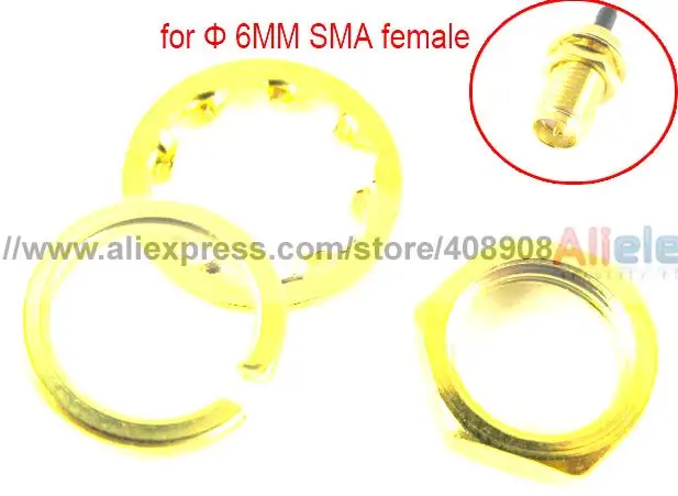 200 Sets Gold Plated Screw Nut Three Piece A Set for Standard Diameter 6MM SMA Female