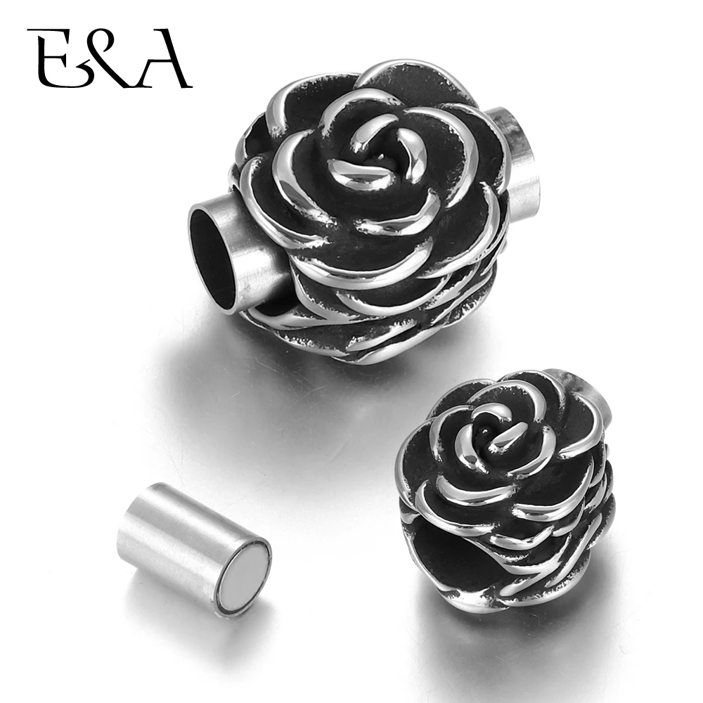 Stainless Steel Magnetic Clasp Flower Hole 5mm Leather Cord Clasps Magnet Buckle DIY Bracelet Jewelry Making Closure Components