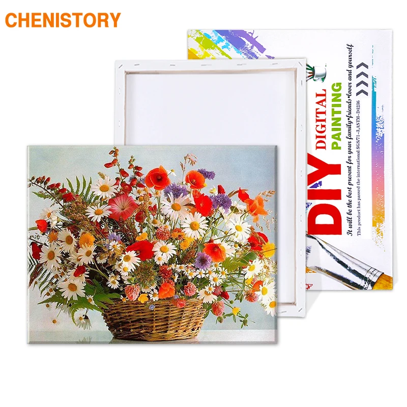 CHENISTORY Frame Vivid Flowers DIY Painting By Numbers Handpainted Oil Painting Acrylic Paint On Canvas For Home Decor 60x75cm