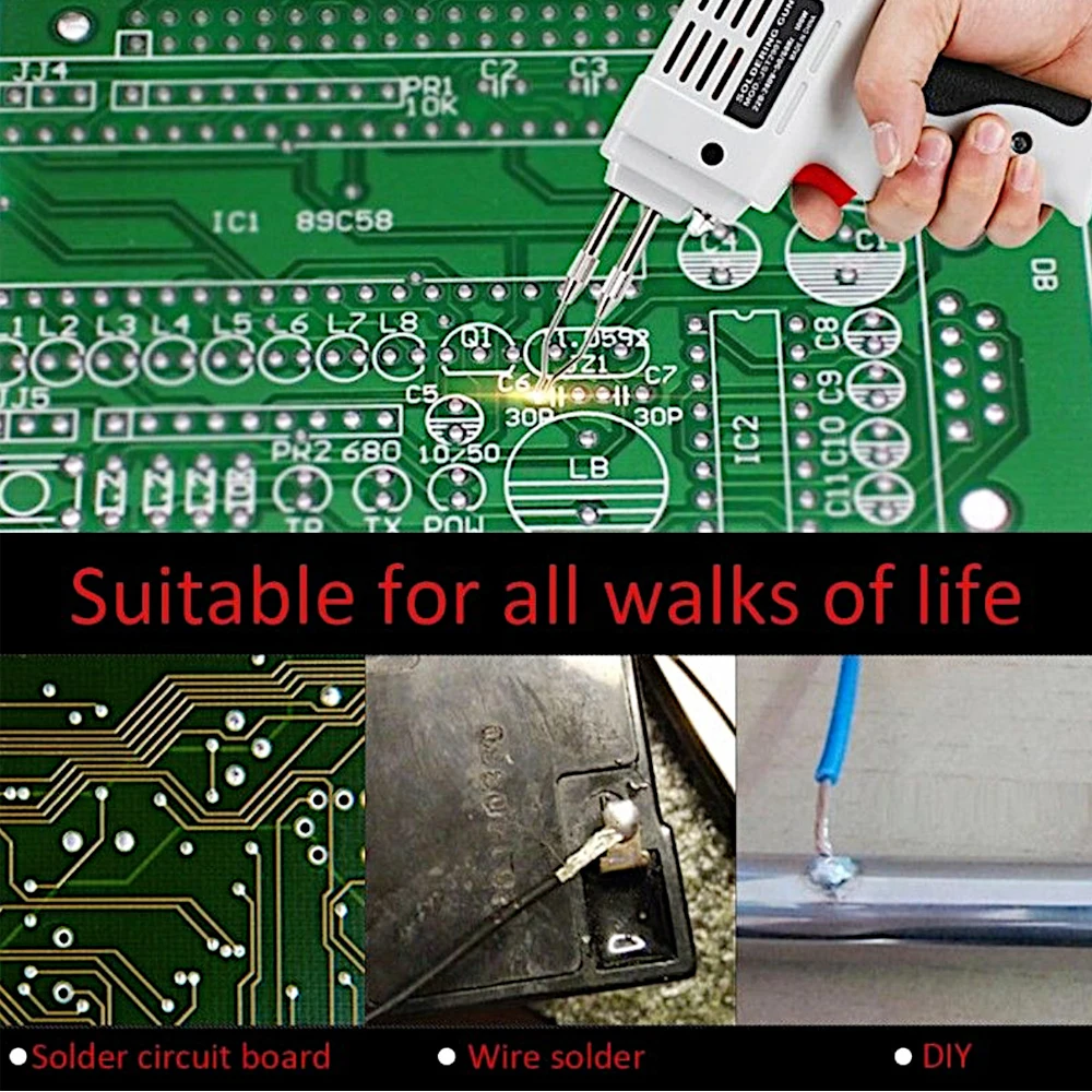 ไฟฟ้า Soldering Iron Gun ปืนความร้อนมือเชื่อมโลหะเครื่องมือบัดกรีลวดเชื่อมซ่อมเครื่องมือ Kit EU 220V 100W ใหม่