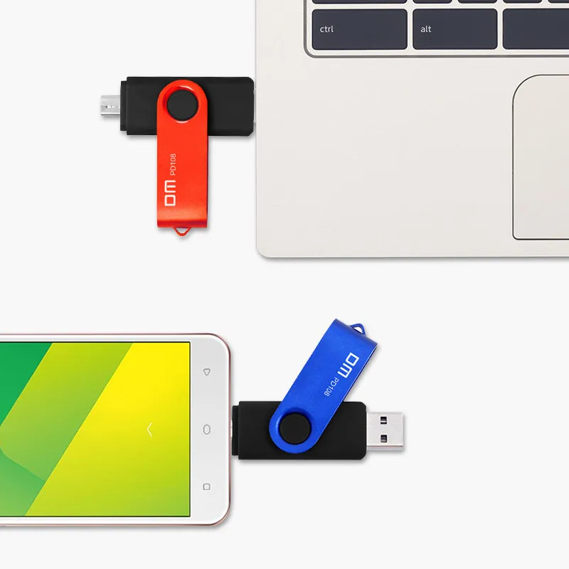 DM PD108 OTG USB 32G 16G 8G USB Flash Drives Smartphone Pen Drive Micro USB Portable Storage Memory Metal USB Stick Free