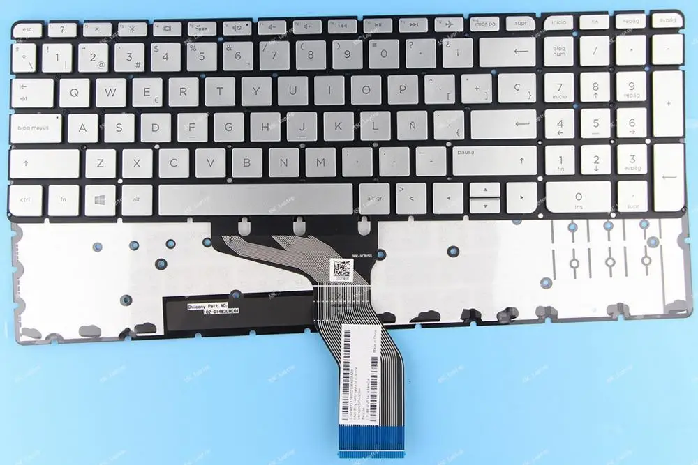 

New SP Spanish Teclado Keyboard for HP ENVY 15-as000 15-as100 15t-as000 15-as004la ,Silver with BACKLIT , Small Enter Key