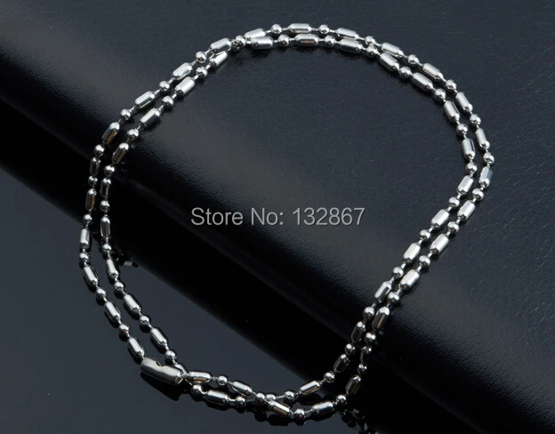 10pcs/Lot 2.4mm wide Long Short Rice Bead Chain Necklace Stainless steel women men Jewelry  18-32'' Lenght