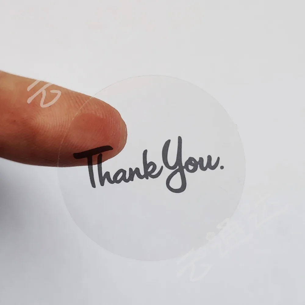 100PCS Transparent thank you Label Sticker Circular Sealing Label Sticker PVC Transparent DIY Label Diameter 30mm