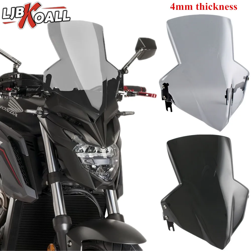 

For Honda CB650F CB 650 F CB 650F 2014-2021 2016 2017 2018 ABS Windscreen Windshield Shield Protector with Bracket Black Smoke