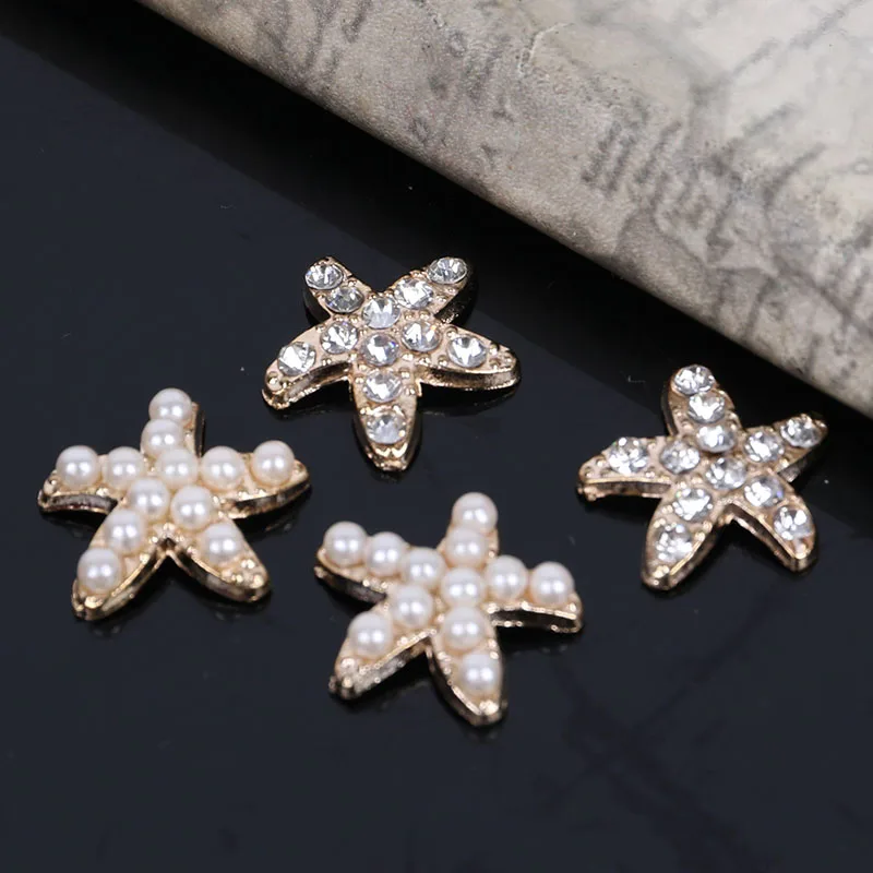 2016New 100Pcs Alloy Star Starfish Buttons/Buckle for DIY Hair and Phone Case Accessories ZJ170