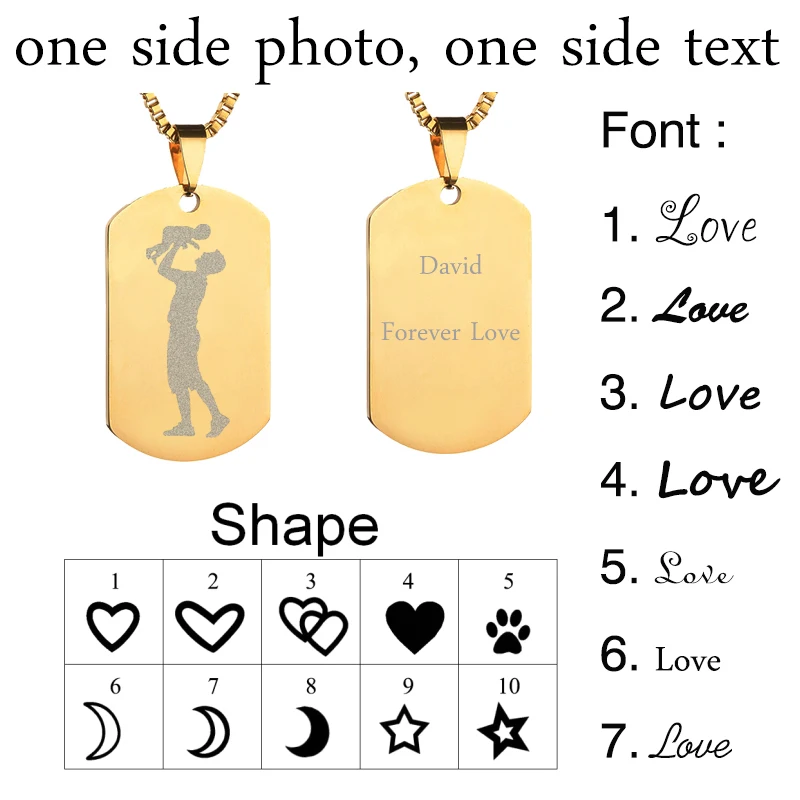 Nextvance Stainless Steel Personalized Engraved Necklace Custom Photo Name Pendant Necklaces For Children Birthday Gift