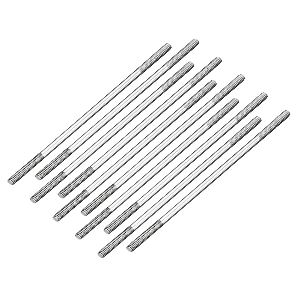 Uxcell 10pcs M2 Pushrod Connector Two Side Thread Stainless Steel Rod Linkage 25mm 30mm 35mm 45mm 55mm 65mm for RC Boat Car