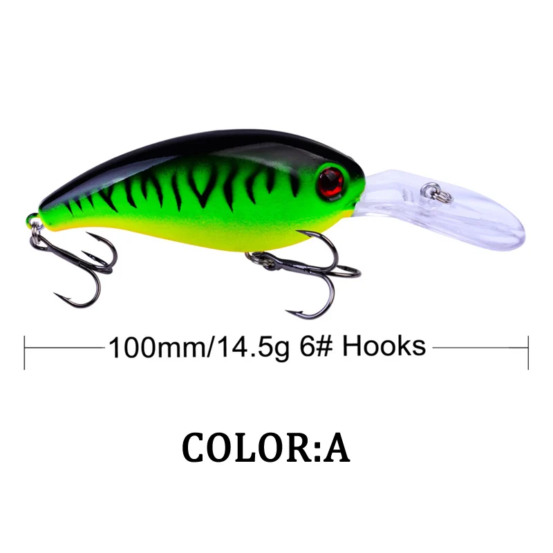 1Pcs 미노 10cm 14.5g 낚시 워 블러 인공 크랭크 미끼베이스 송어 낚시 루어 파이크 트롤링 pesca 크랭크 베이트 태클