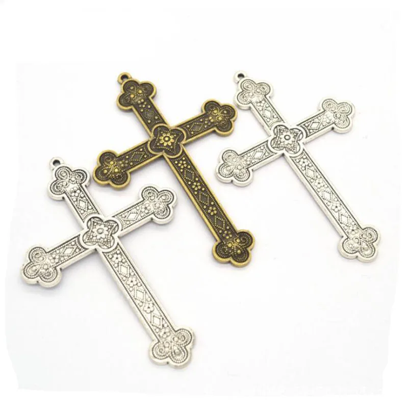 

10pcs 80x53mm Antique Bronze/ Antique Silver Alloy Crosses Charm Pendant Fit Bracelets Necklace DIY Jewelry Making