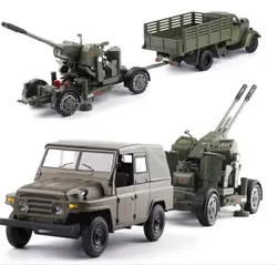 High simulation Jiefang Truck,antiaircraft gun toy,1:32 scale alloy car model,static collection military model,free shipping