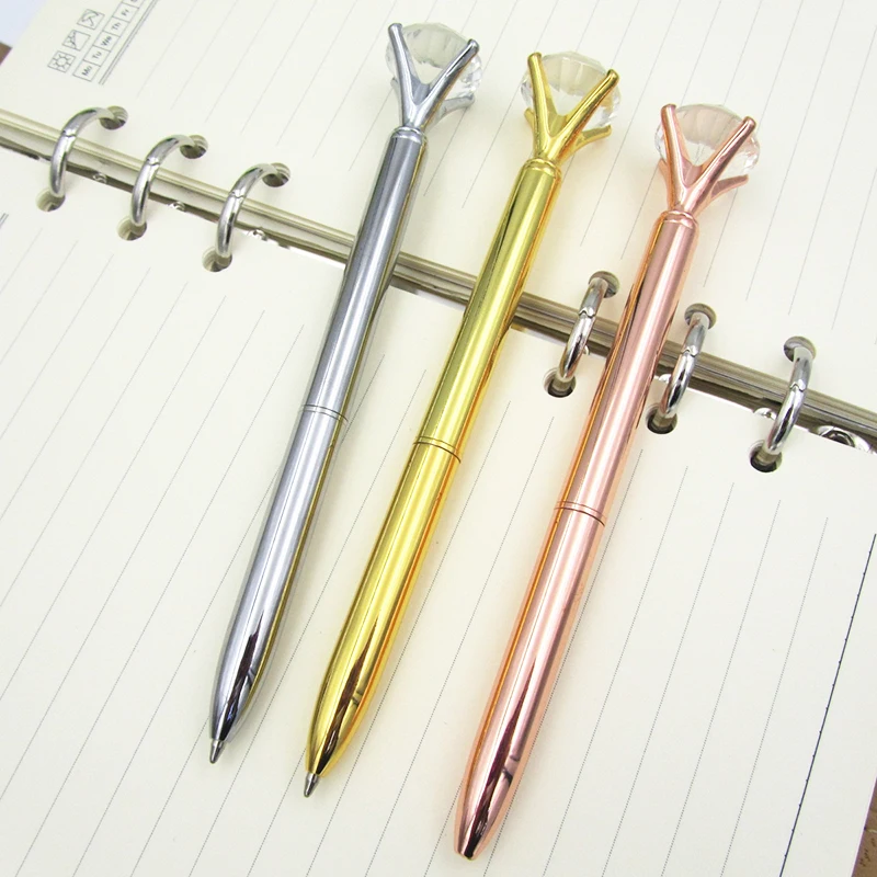 New 3D Crystal Ballpoint Pen Fashion Girl 19 Carat Large Diamond Metal Pen Material Escolar Bolis Escolares Kawaii Novelty Pens