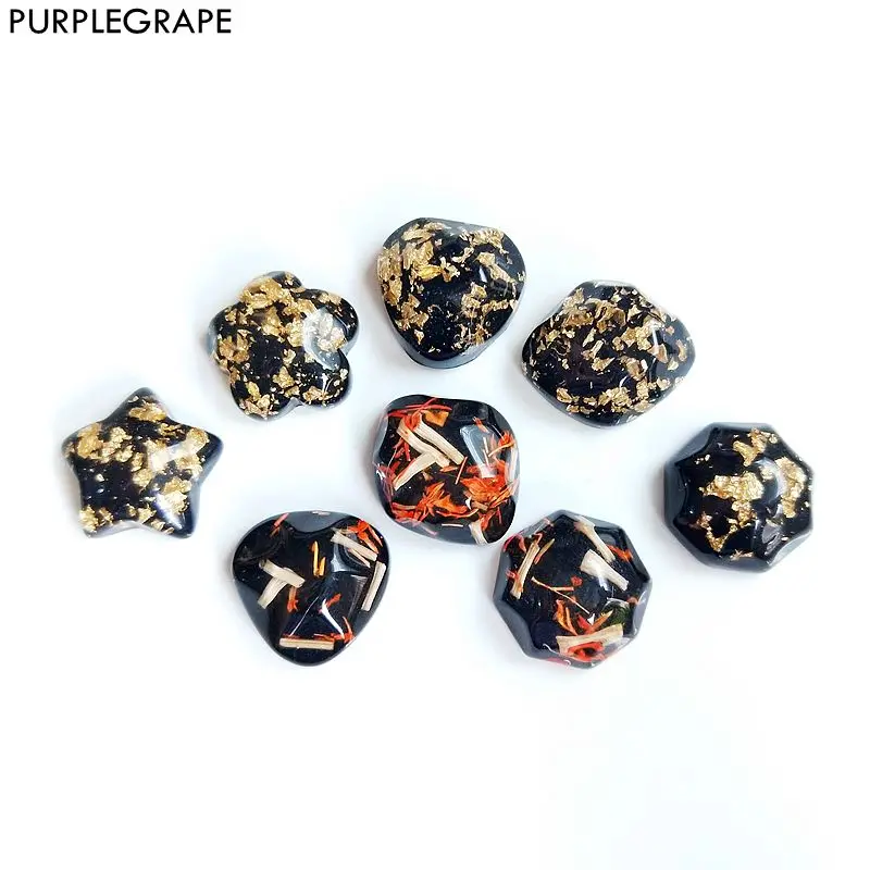 DIY handmade earrings accessories jewelry hair accessories material gold foil color geometry 20mm button clothing 8 pieces