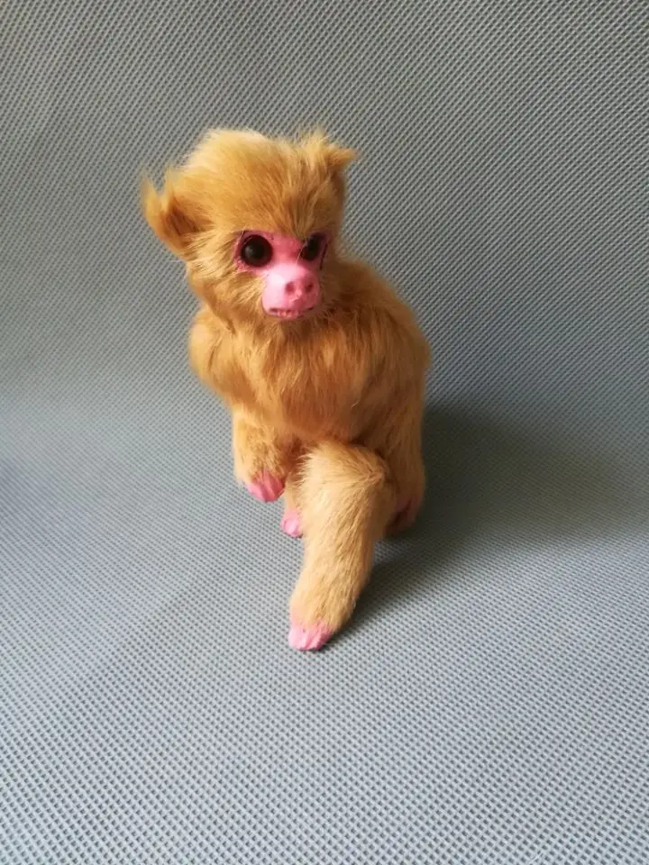 プラスチックと猿の毛皮の茶色のモデル,装飾玩具,シミュレーションギフト,約9x6x13cm,w0774