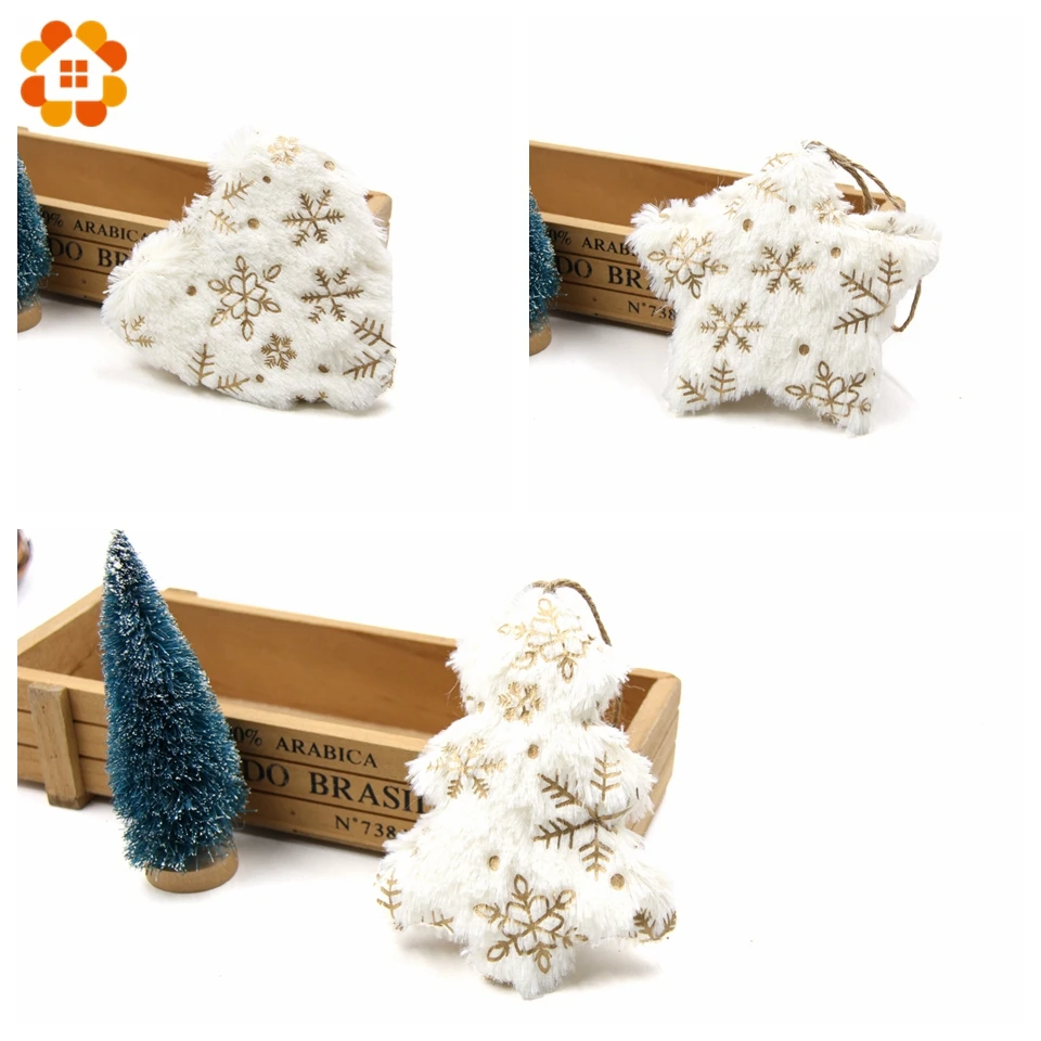 Pendentif mignon blanc et or en forme de cœur, d'étoile et d'arbre, ornements pour la maison, fournitures de décoration de fête de noël, cadeau pour enfant, 1 pièce