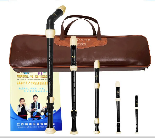 Full Set Plastic Recorder with Leather Bag, 8-Hole, Baroque Sopranino, Soprano, Alto, Tenor and Bass, English-style