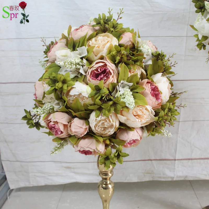 SPR Free shipping wedding road lead lavender 40CM DIA. artificial peony flower ball wedding table flower centerpiece ball