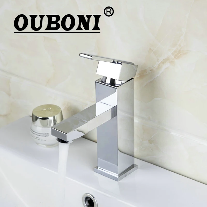 OUBONI Basin Mixer Faucet Rotated Spout Swivel Deck Mounted Single Handle Chrome 8706 Bathroom Basin Faucet