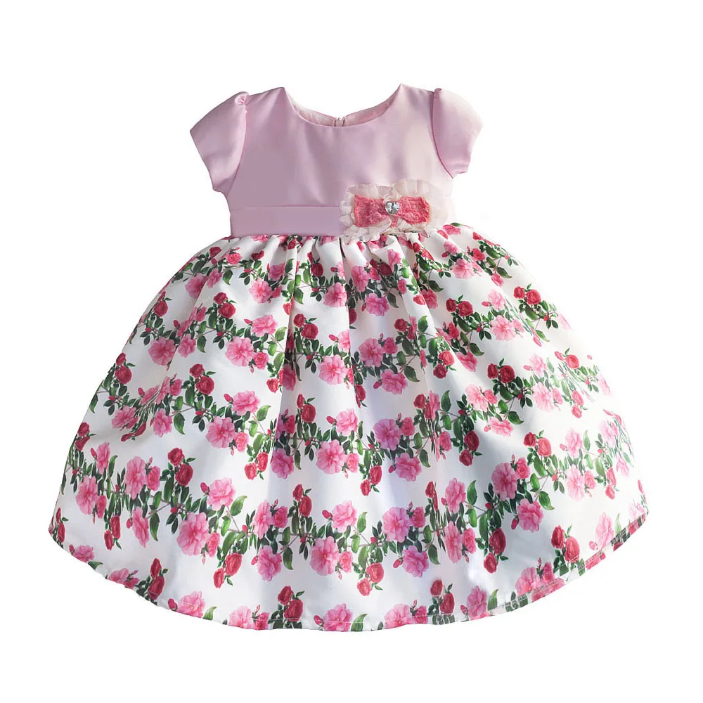 hot flower girls wedding dress baby girl princess cake dresses for party occasion kids 1 year baby girl birthday dress 6M-4T