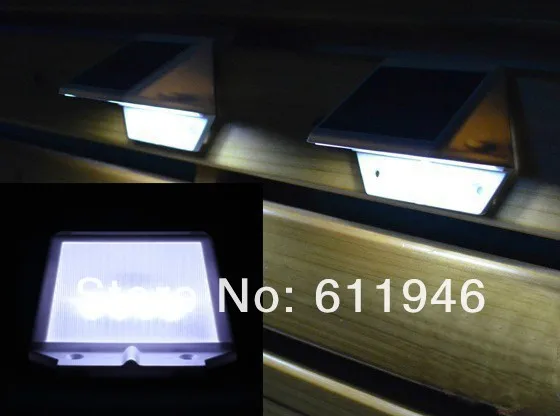 10 Cái/lốc Ngoài Trời Chạy Bằng Năng Lượng Mặt Trời 4-Đèn LED Con Đường Lên-Cầu Thang Treo Tường Sân Vườn Sân Đèn