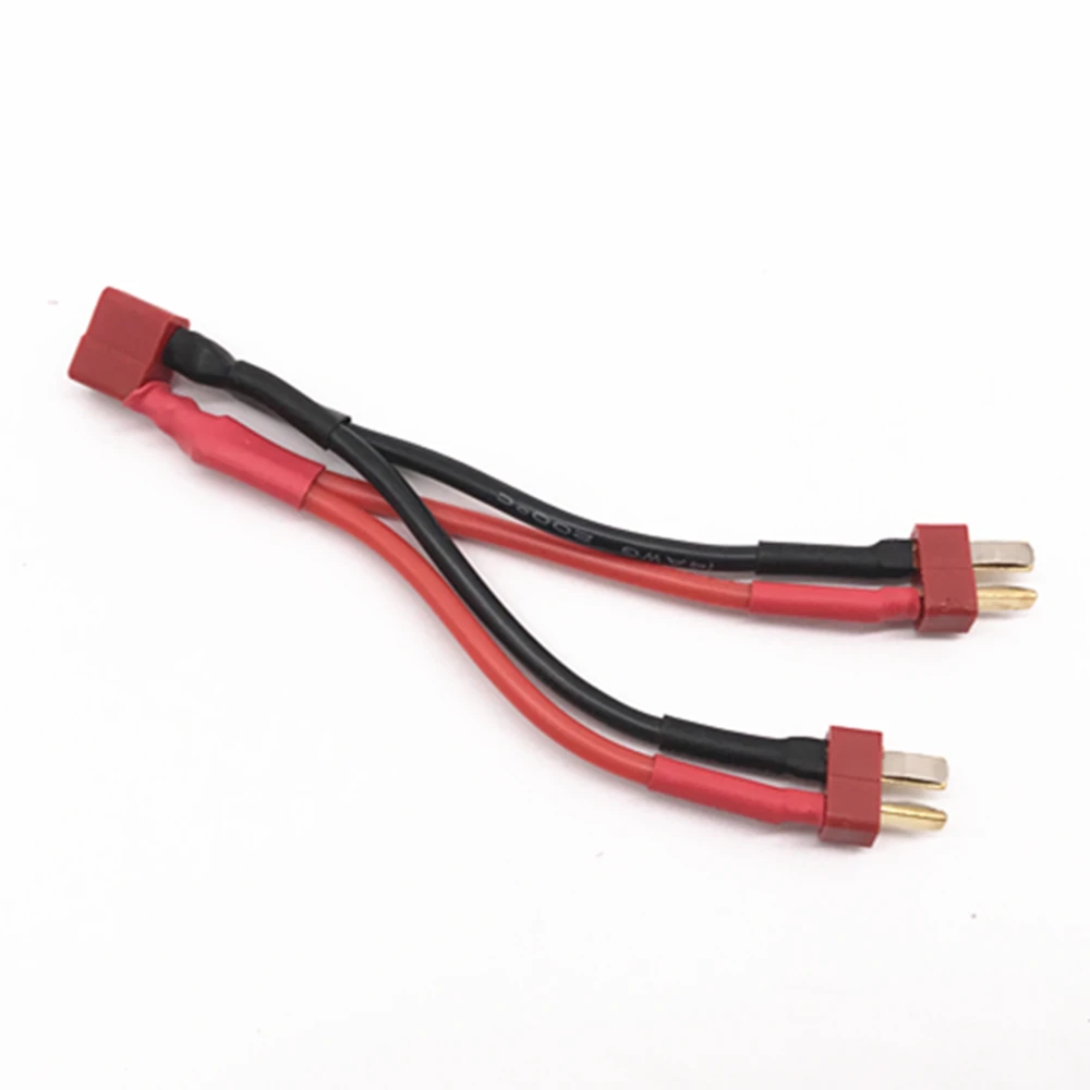 

T plug Deans plug Connectors 1 to 2 Dual Battery Extension Parallel Cable 14Awg Leads Adapte For RC Lipo Battery