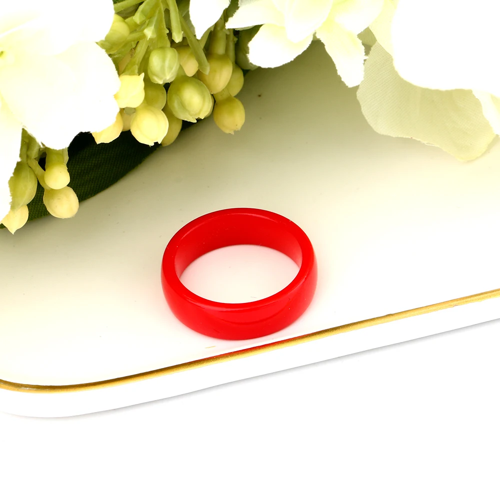 6mm Smooth Red Ceramic Ring For Women Simple Style Ceramic Wedding Ring Party Female Flower Finger Jewelry Gift 2019 Dropship