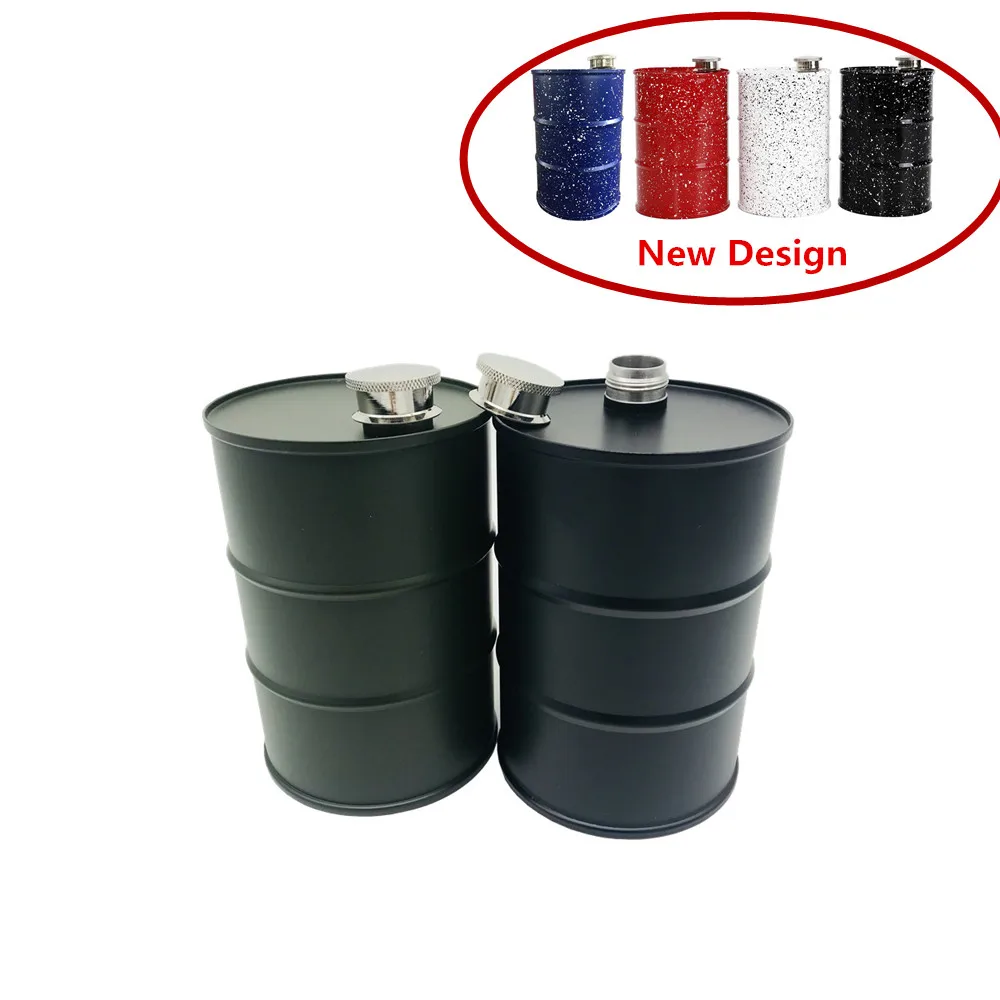 

New Style Hot Sale 25oz/730ml Large Capacity Stainless Steel Drums Oil Hip Flask Bucket Moscow Vodka Flagon Whisky Bottle Funnel