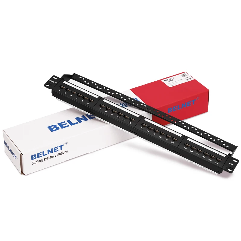 

BELNET 24 port RJ45 CAT6 Patch Panel 1U 19" inch UTP unshield RACK MOUNT metal Gig ethernet LAN Network cable Adapter management