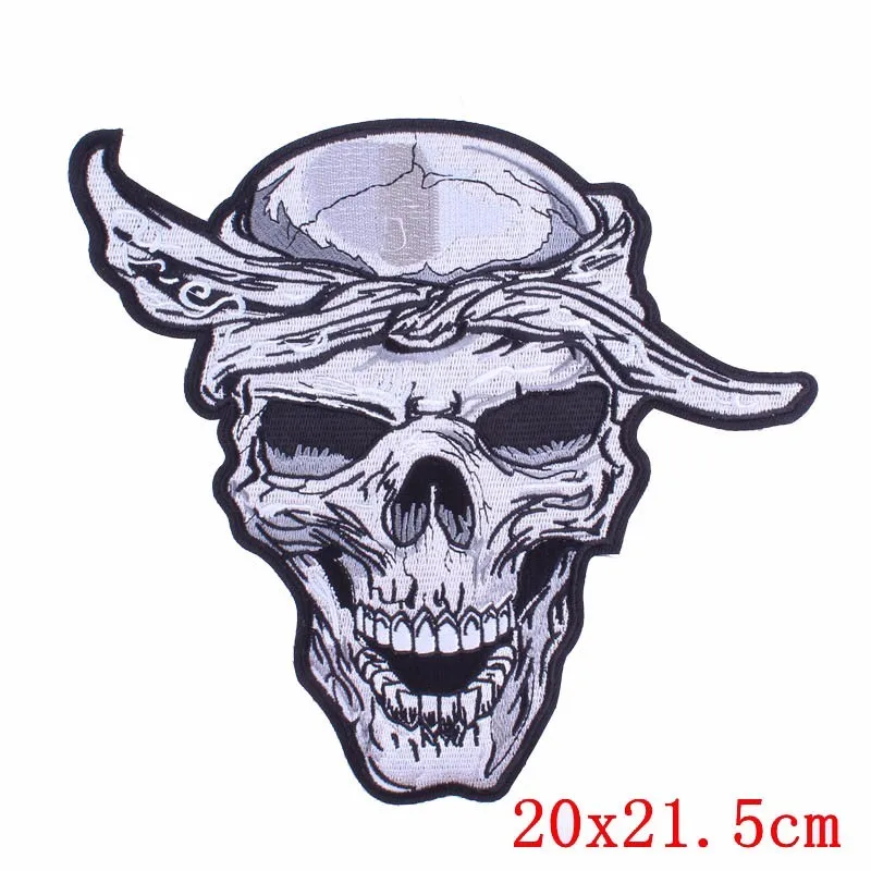 Pulaqi Punk Skull Patch Biker Rock Large ricamato moto Band Patch per vestiti giacca Big Wings Patch Back Badge H