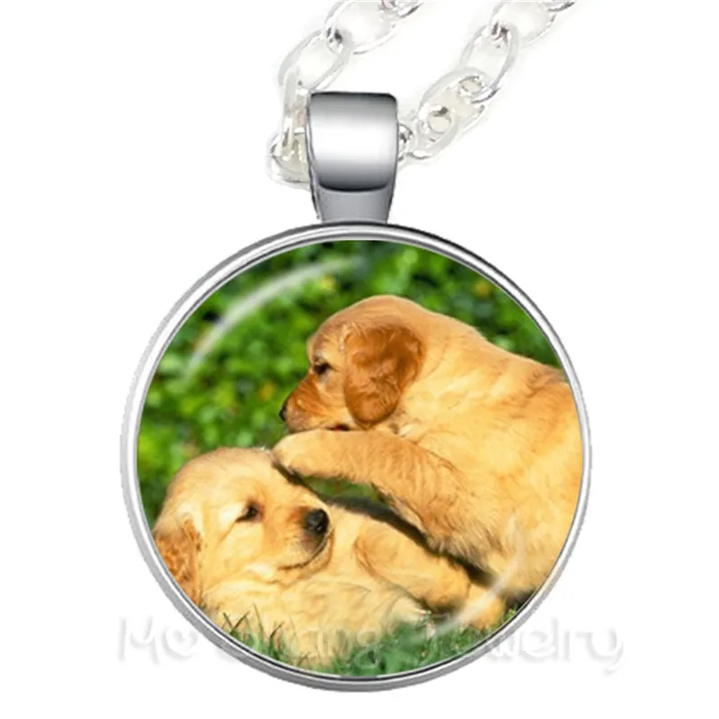 Dog Necklace 25mm Glass Cabochon Animal Handmade Pendant Necklace For Women Dog Lover Great For Memorial Time