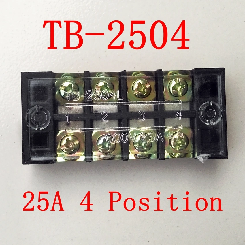 5pcs/lot TB Terminal Block TB-2504 Panel Mounted Terminal Connector 600V 25A 4 Position