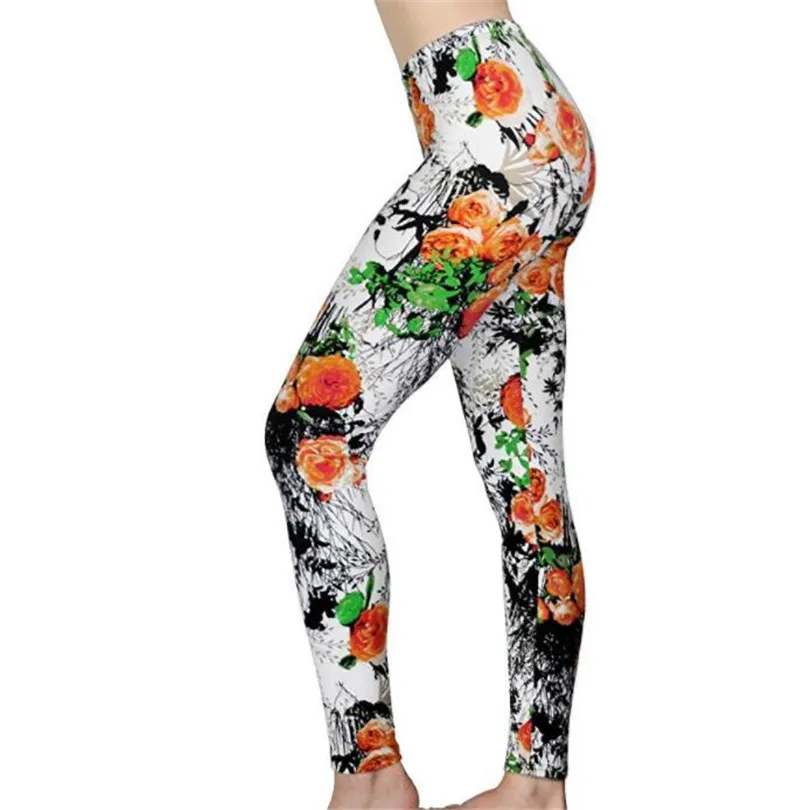 Mallas con estampado de flores, Leggings de alta elasticidad, estilo étnico nacional, Retro, pinturas de Graffiti, Primavera, novedad