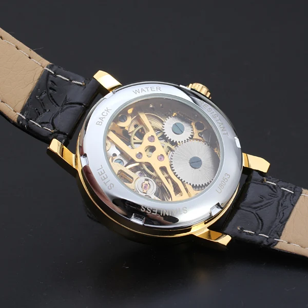 WINNER  Gold Plated Perspective Phenix Skeleton Rome Dial Luxury Men Women Watch Mechanical Self Wind Business Watch