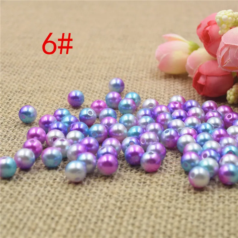 3/4/5/6/8mm Multicolor With holes Round Imitation Garment Pearl For DIY Art Necklace Fashion Jewelry Making Accessories 6#