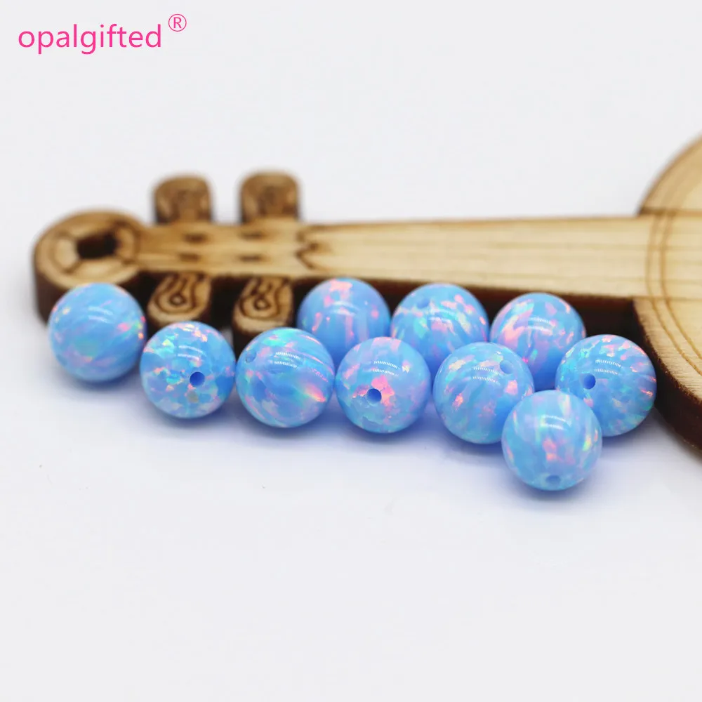 

(10pcs/lot)Free shipping 6mm synthetic opal beads stone op26/op17 full hole opal ball for bracelet or necklace with high quality