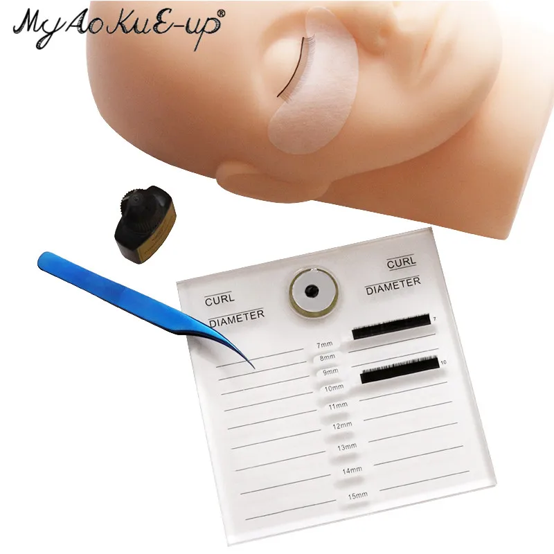 2 in 1 Acrylic False Eyelashes Stand Glue Pad Pallet Lashes Holder with Tick Mark Fake Lashes Extension Essential Tools