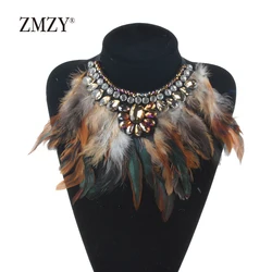 ZMZY New Necklace Fashion Chain Multilayer Long Feather Necklace Luxury Statement Necklaces Bijoux Jewelry Wholesale