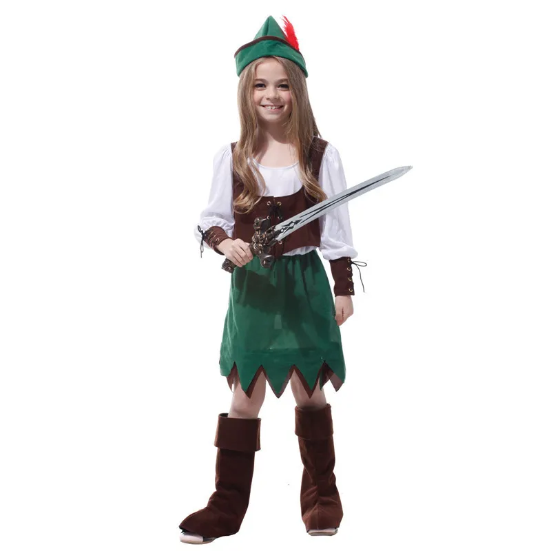 Kinder Robin Hood Peter Pan Piraten Kostüm Neujahr Weihnachten Karneval Ostern Halloween Kinder Mädchen Kostüm Cosplay Kleidung