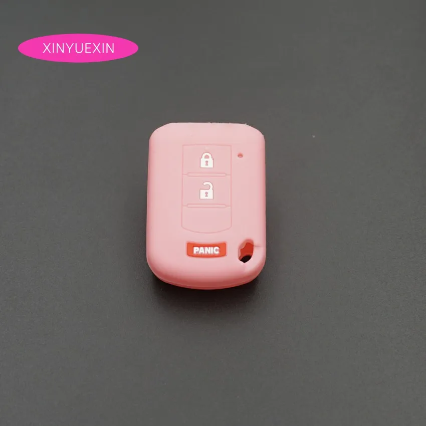 Xinyuexin for Mitsubishi Silicone Rubber Car Key Cover ASX Outlander Lancer EX Galant Pajero Key Case 3Button Car Styling