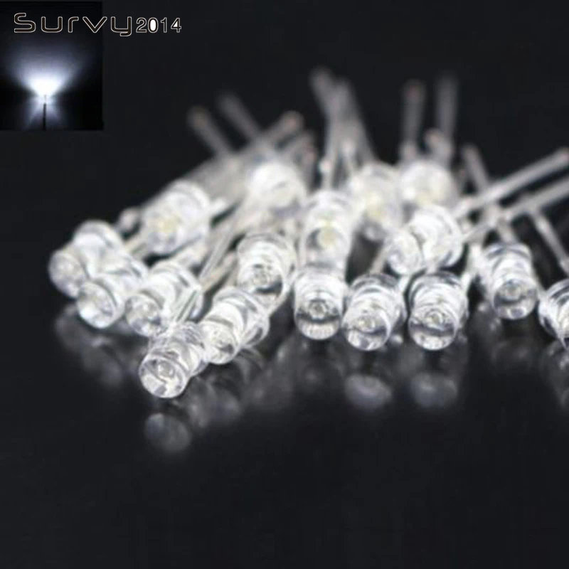 50/100PCS F3/F5 LED 3mm 5mm płasko zakończony żółty/niebieski/zielony/czerwony/biały jasny kolor światło szerokokątne lampy