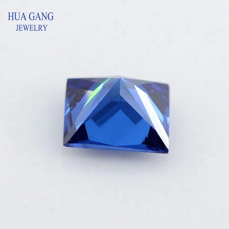 2x2~9x9mm 5A Blue Square Shape Princess Cut CZ Stone Synthetic Gems Cubic Zirconia For Jewelry