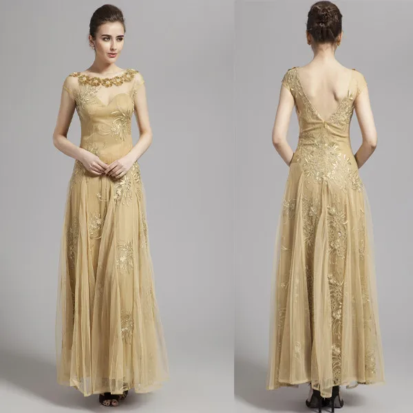 

2021 Vintage Nude Evening prom Ball Women full length wedding Dress